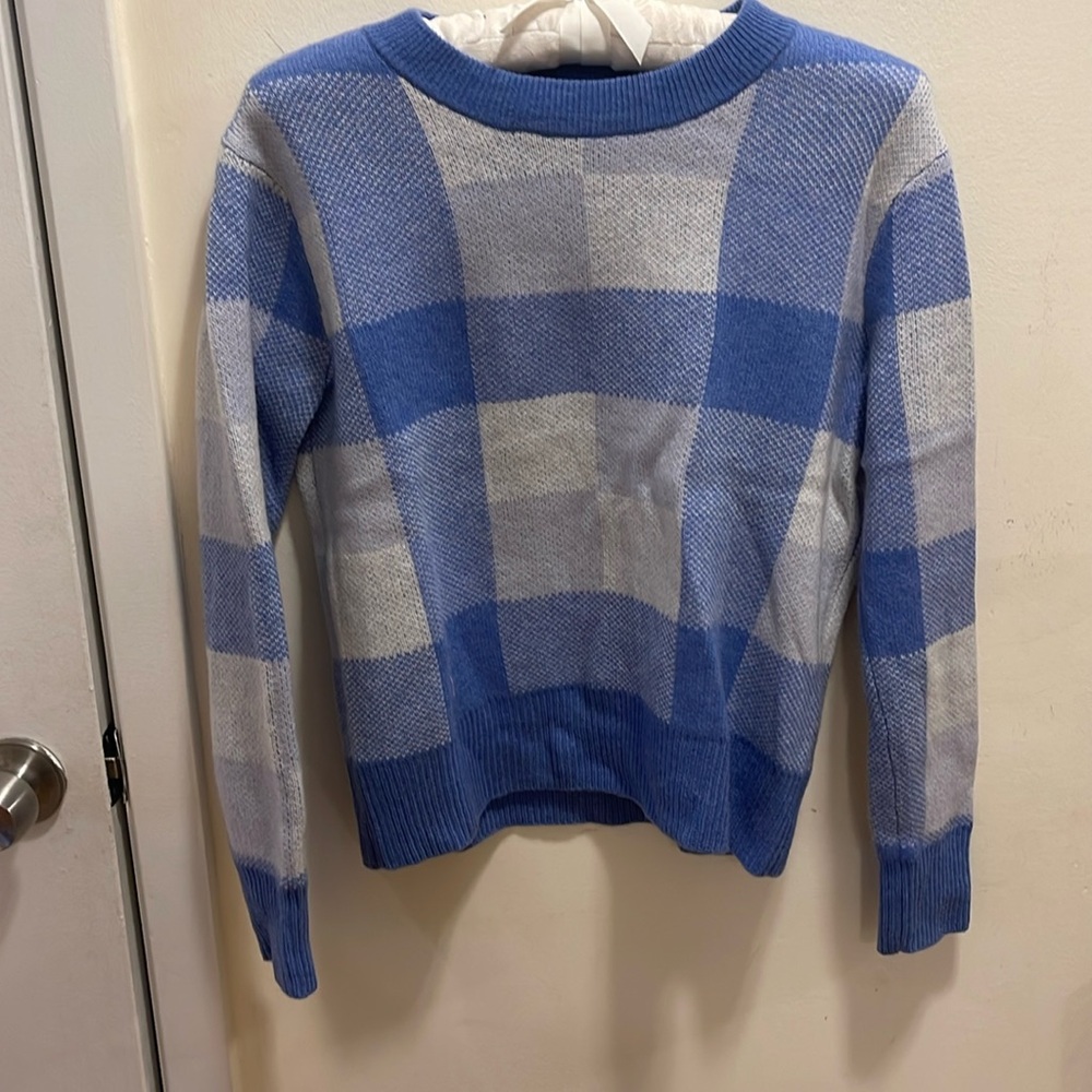 100% Cashmere light blue and white sweater size xs by The Cashmere Project.